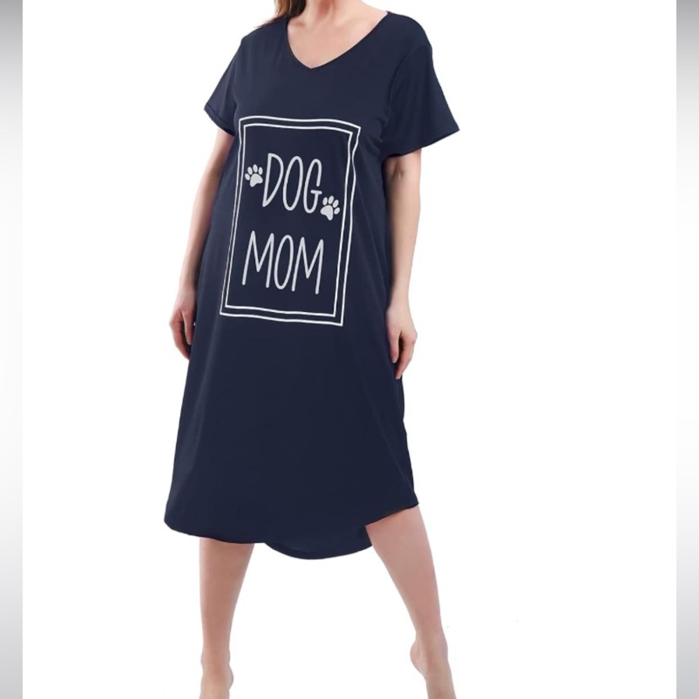 3 Pack Plus Size Nightgowns VNeck Nightshirts Short Sleeve Love & Coffee Dog Mom - Picture 4 of 12